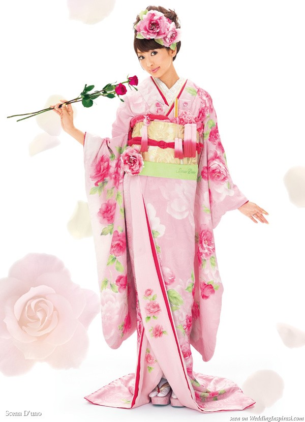 Với bộ lễ phục đẹp, rực rỡ như thế này, bất cứ chàng trai nào cũng sẽ phải ngẩn ngơ trước bóng hồng kimono (Ảnh: Weddinginspirasi)